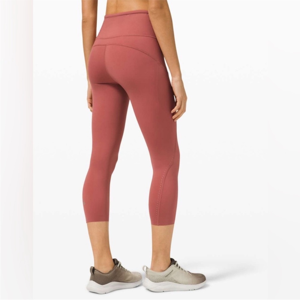 Lululemon Fast and Free High Rise Crop 21" Elite Cherry Tint Leggings Women’s 4